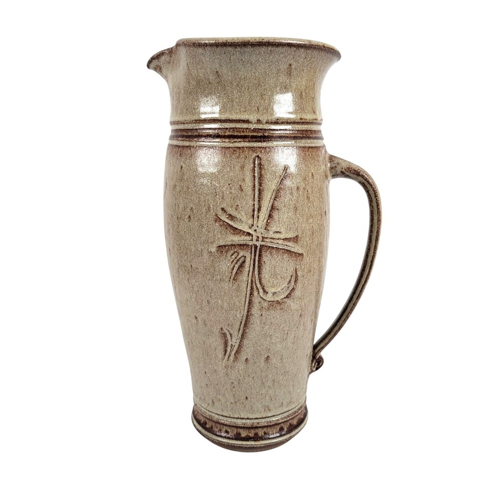 Vtg Studio Pottery Pitcher Vase Rustic Farmhouse Boho Richard Dick Lien 11"